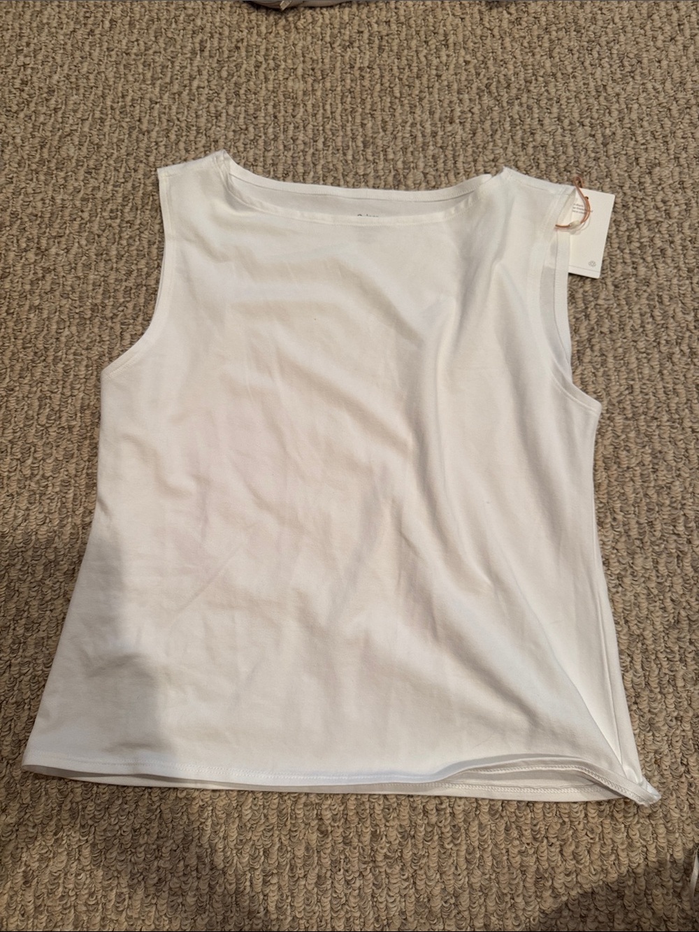 Quince White Boat-Neck Sleeveless Tank Top